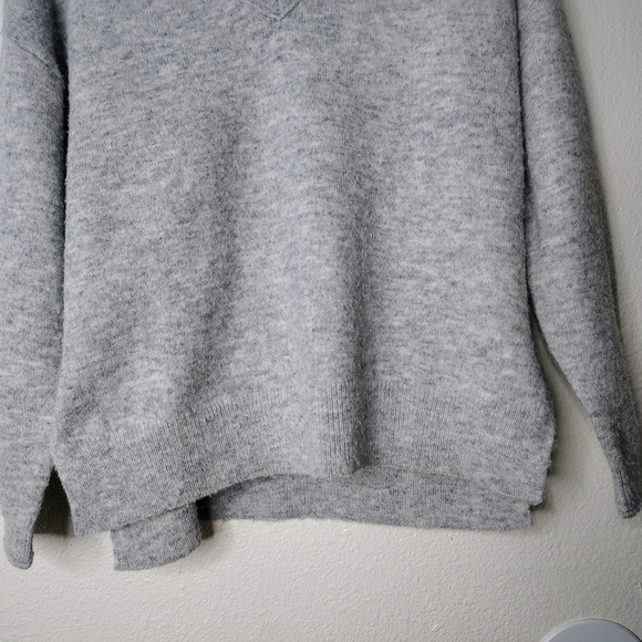 Lucky Brand Women's Gray V-Neck Wool Blend Softly Ribbed Knit Tunic Sweater Sz S - Picture 4 of 13